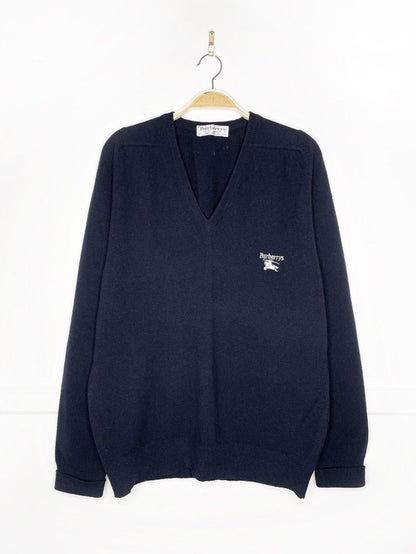 vintage burberrys 100% lambswool v - neck sweater - good market thrift store