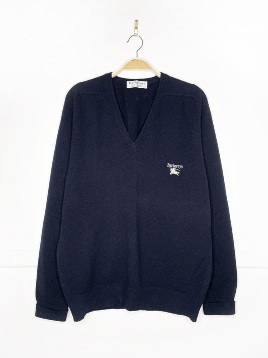 vintage burberrys 100% lambswool v - neck sweater - good market thrift store
