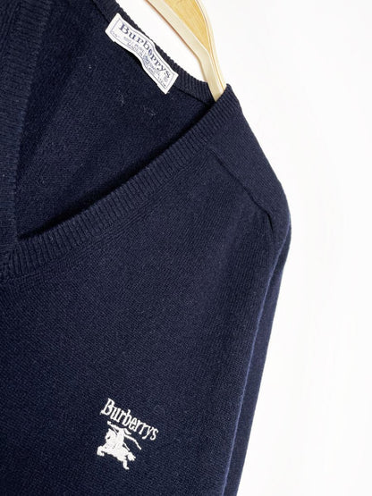 vintage burberrys 100% lambswool v - neck sweater - good market thrift store