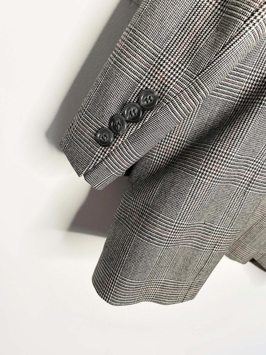 vintage burberrys 100% wool houndstooth plaid blazer | union made in USA - good market thrift store