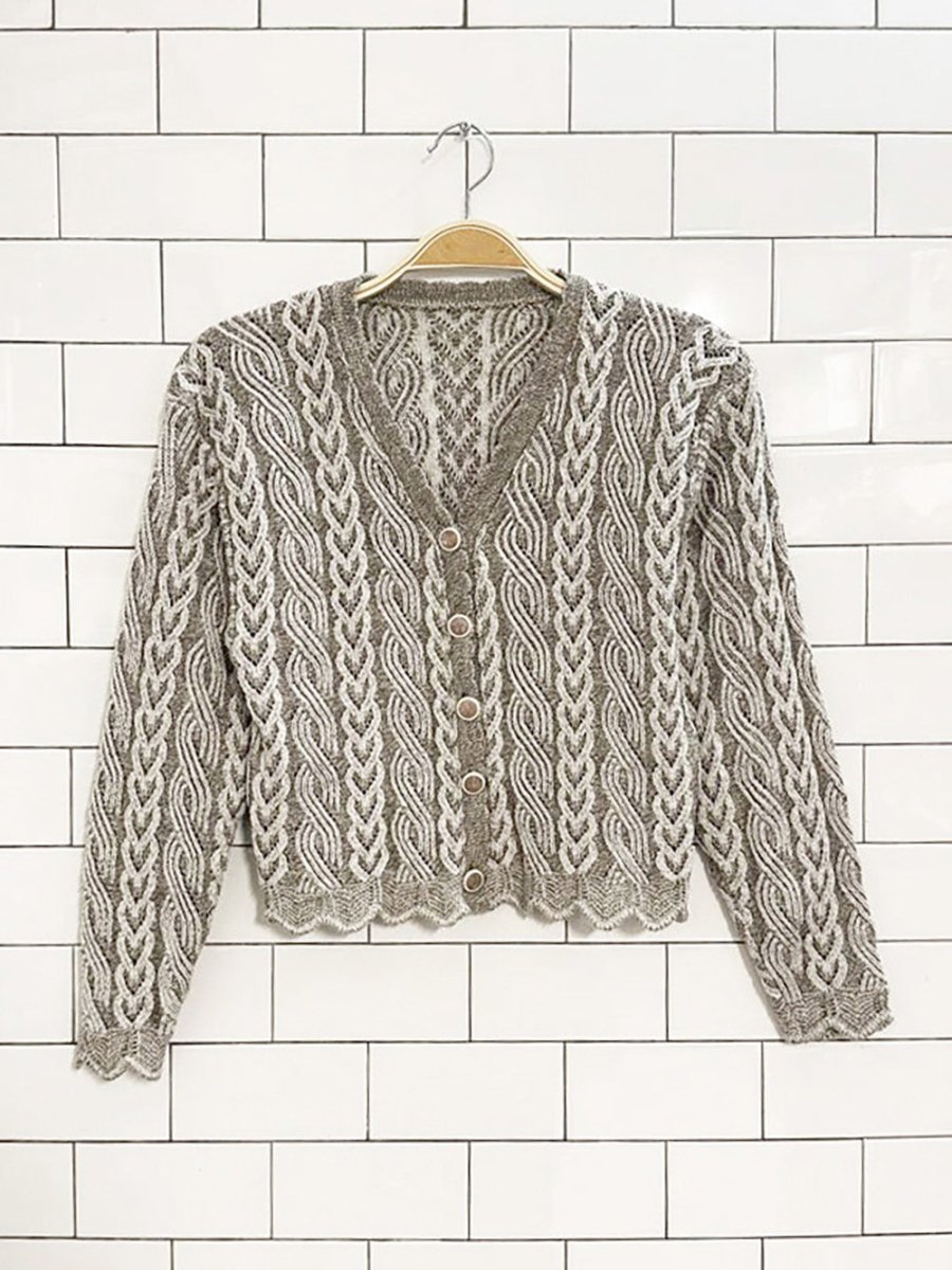 vintage cable knit scallop edge cardigan - good market thrift store