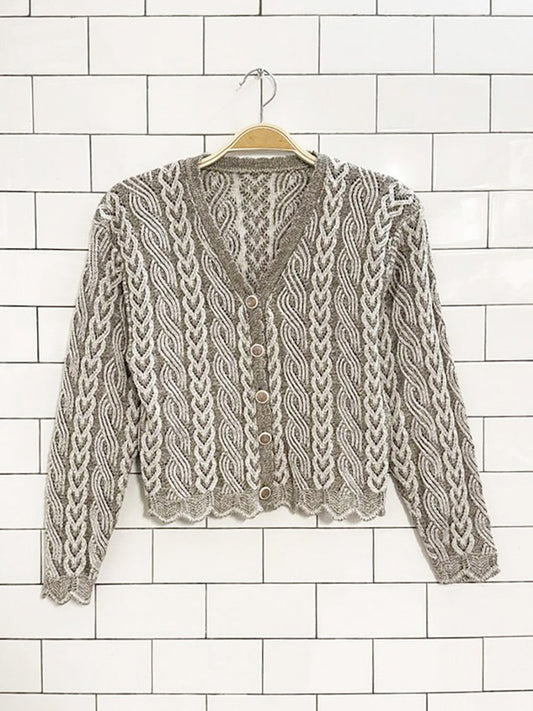 vintage cable knit scallop edge cardigan - good market thrift store