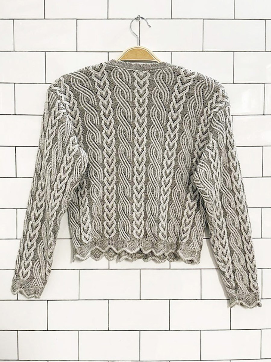 vintage cable knit scallop edge cardigan - good market thrift store