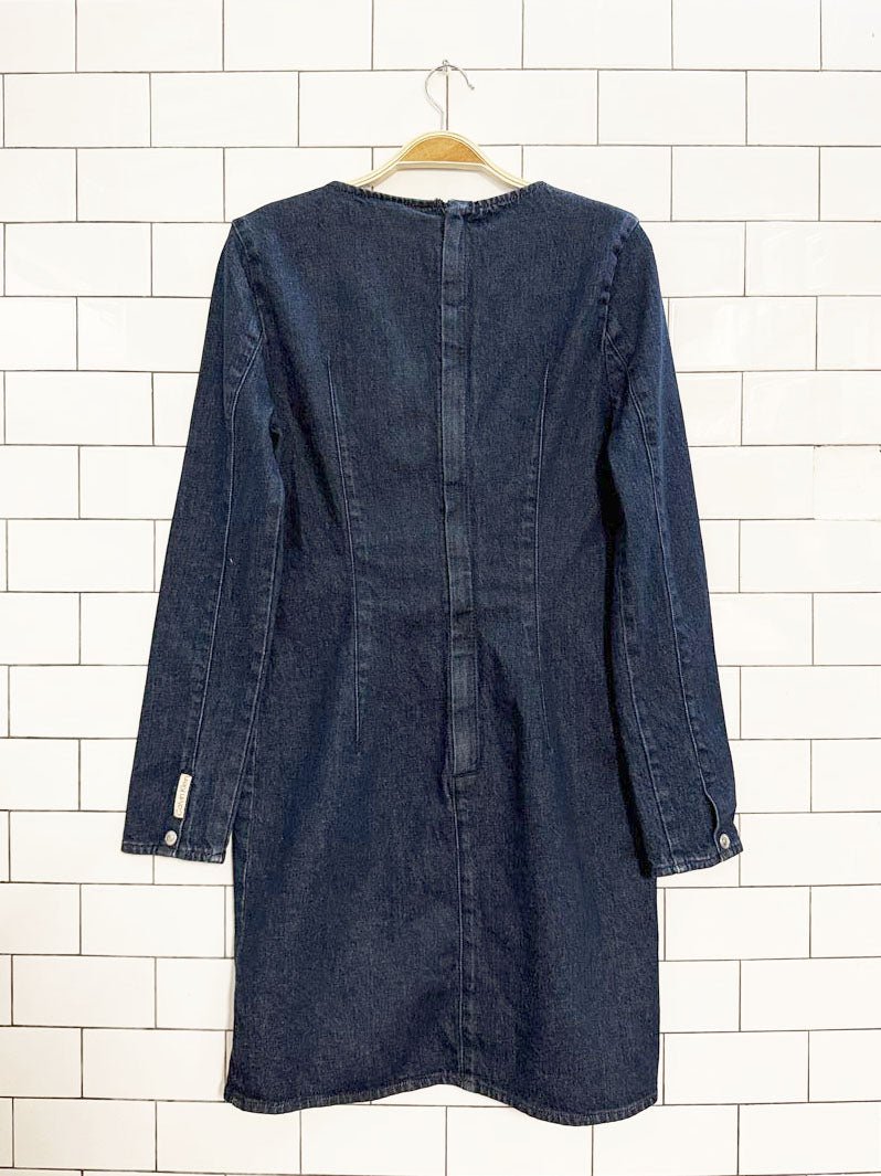 vintage calvin klein denim long sleeve mini dress - good market thrift store