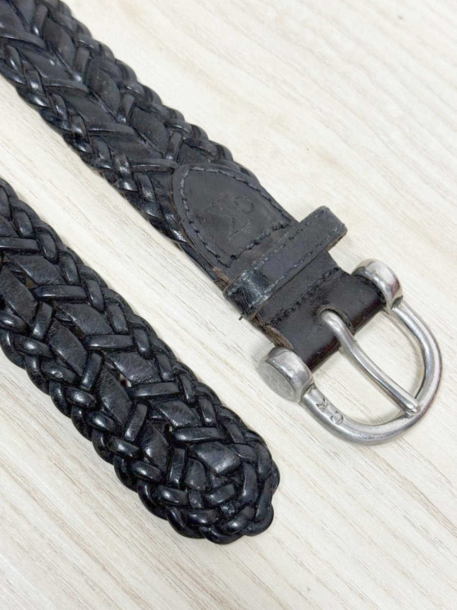 vintage calvin klein leather braided belt - good market thrift store