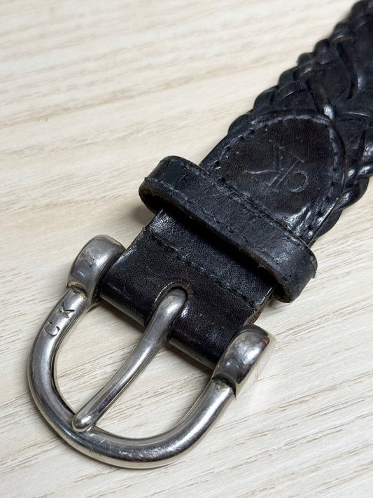 vintage calvin klein leather braided belt - good market thrift store