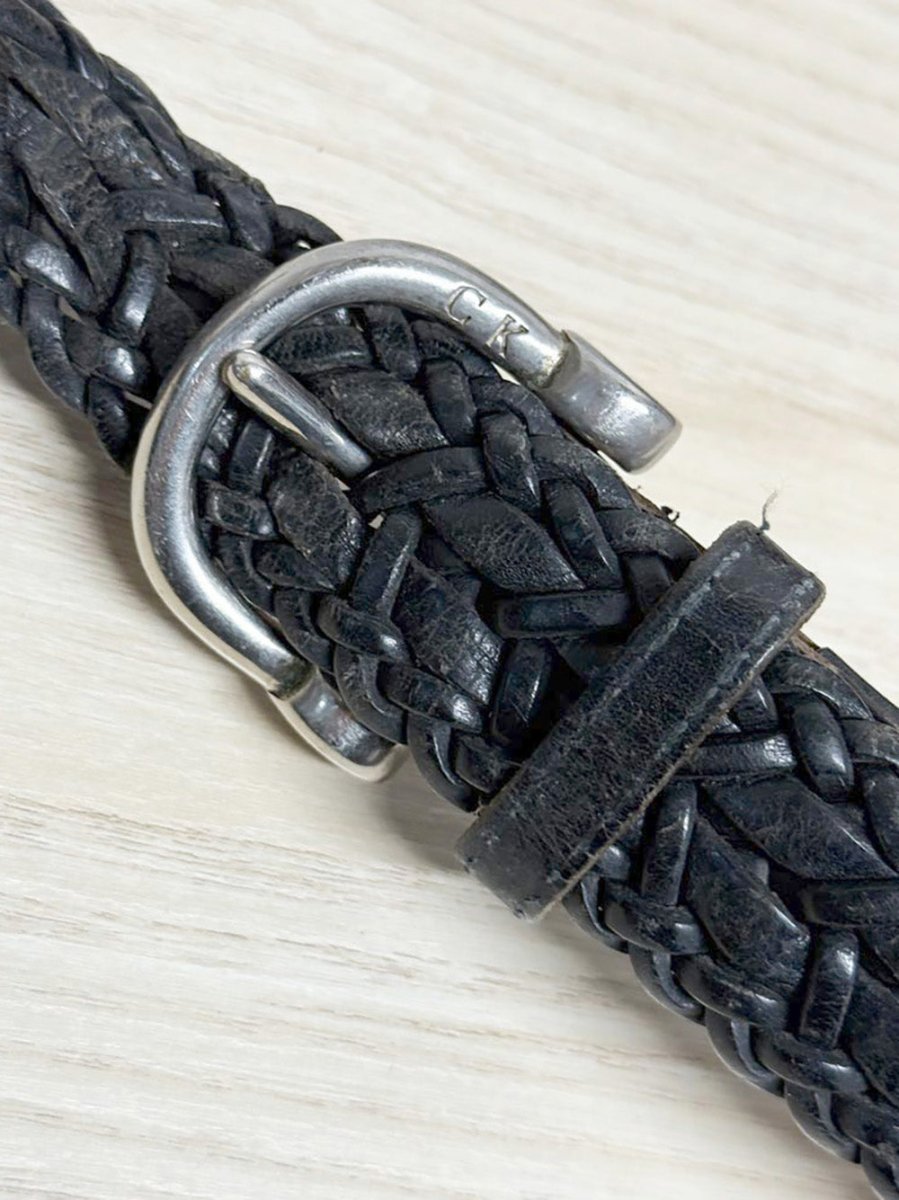 vintage calvin klein leather braided belt - good market thrift store
