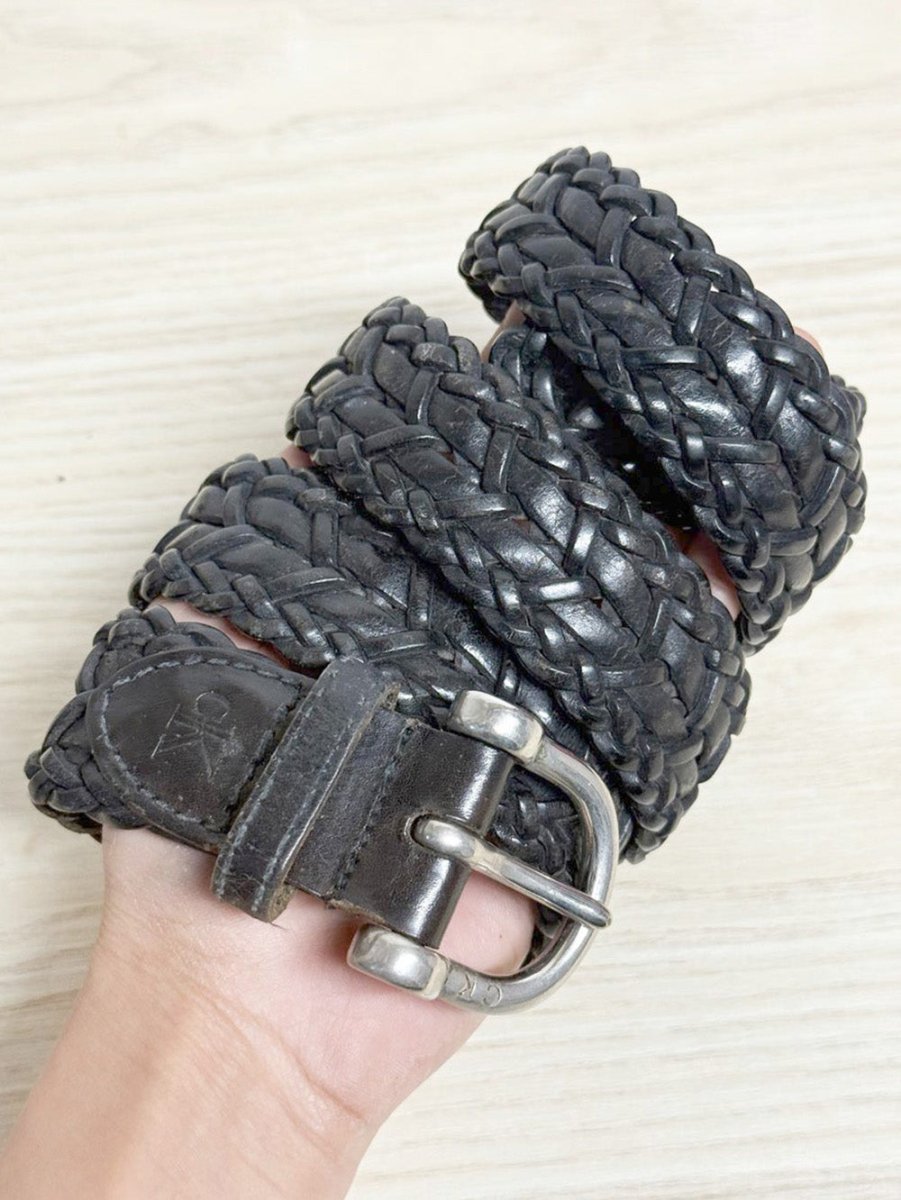 vintage calvin klein leather braided belt - good market thrift store