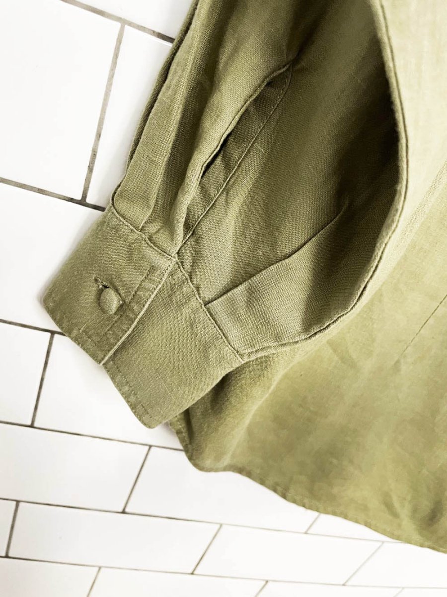 vintage cambridge dry goods 100% linen frog button shirt - good market thrift store