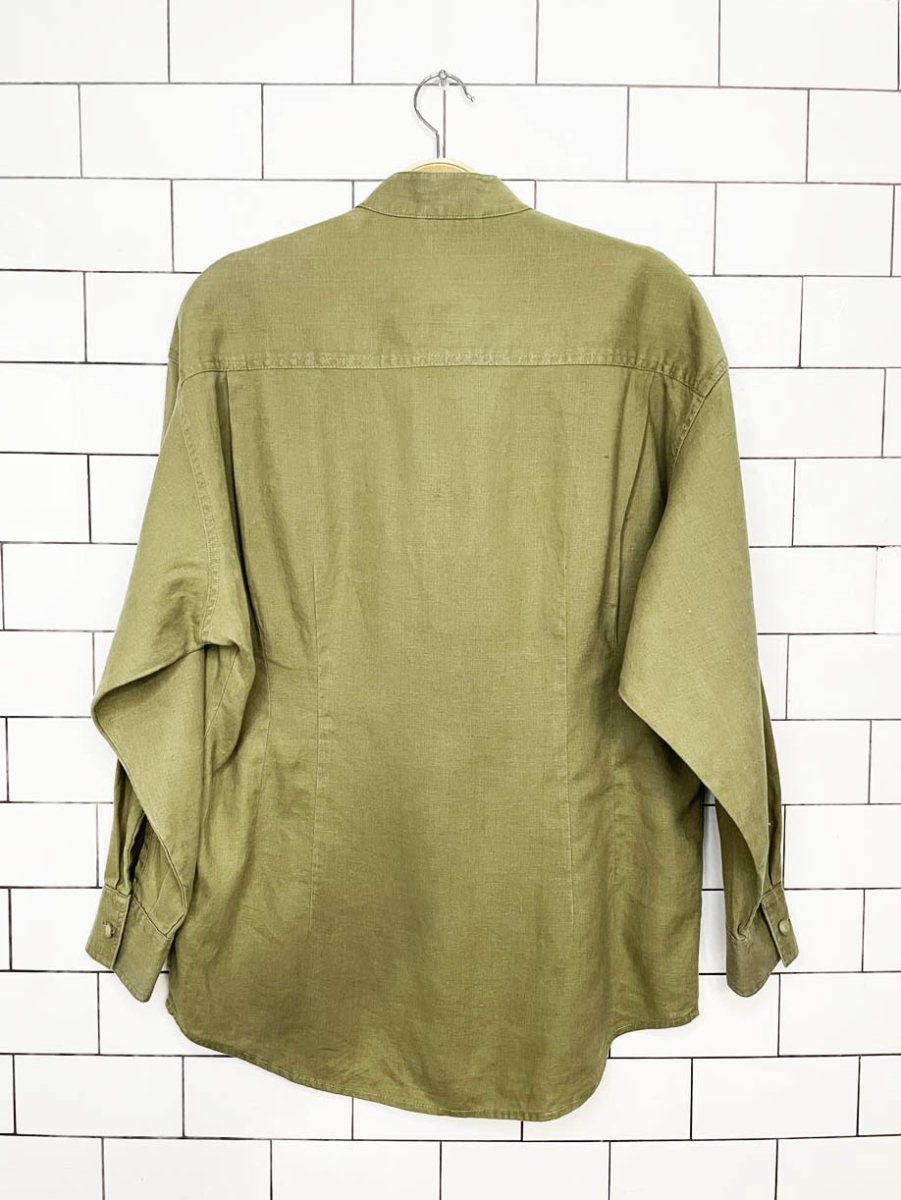 vintage cambridge dry goods 100% linen frog button shirt - good market thrift store