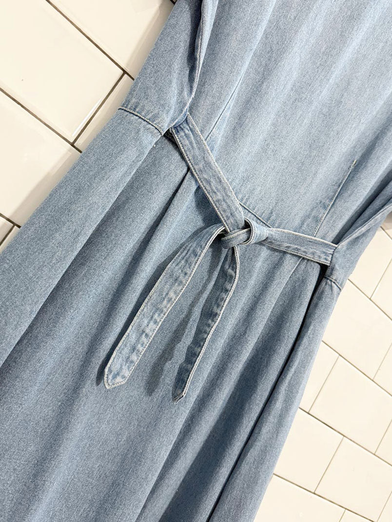 vintage cambridge dry goods co. full button denim maxi dress - good market thrift store