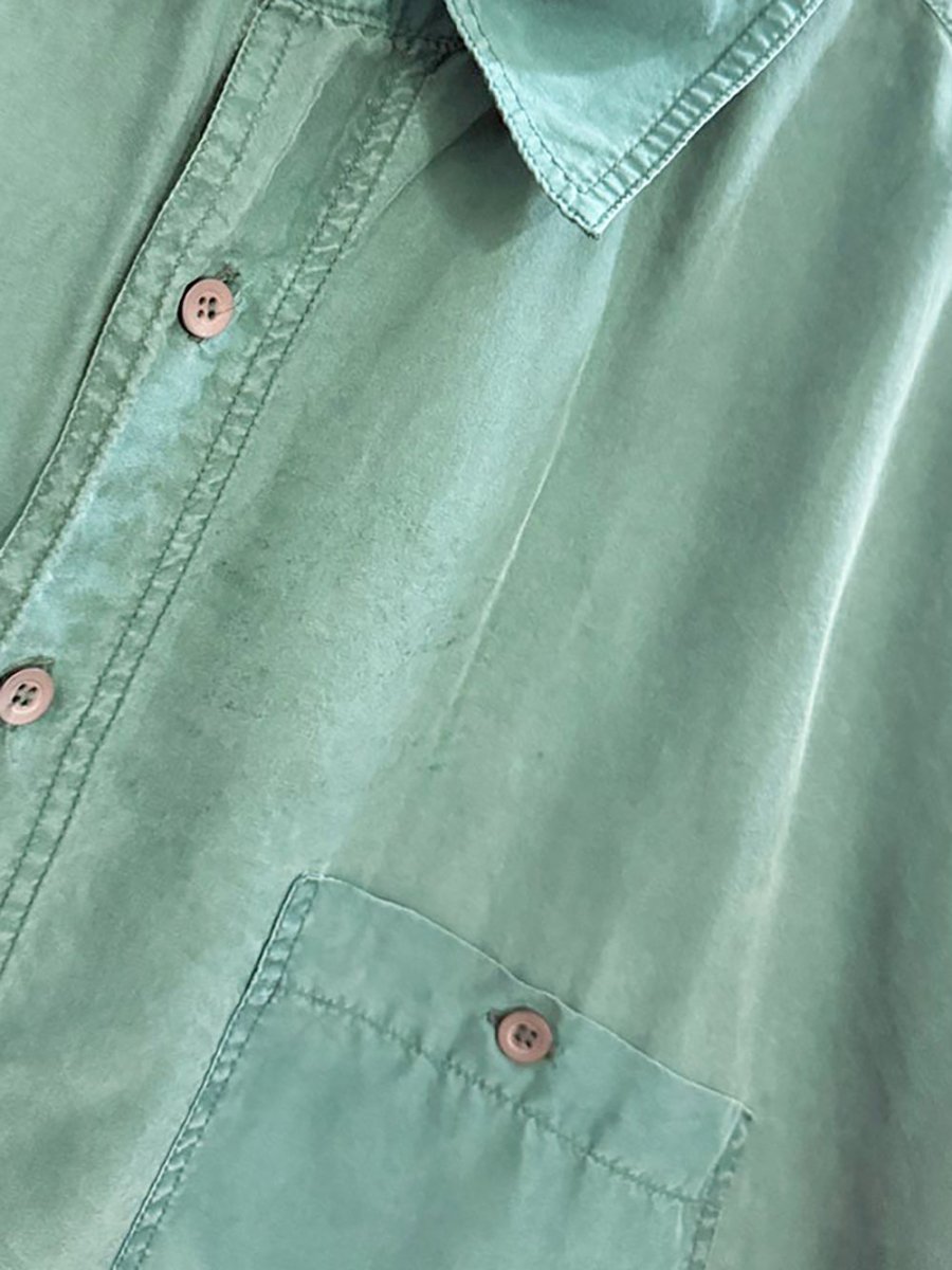 vintage campus 100% silk two pocket full button shirt - good market thrift store