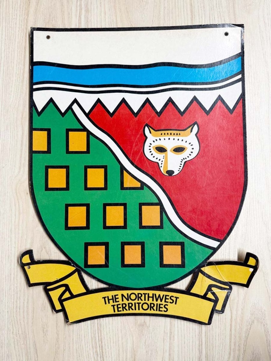 vintage canadian provincial code of arms emblem poster | north west territories - good market thrift store