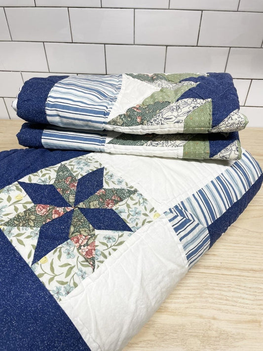 vintage canadiana mariners compass quilt + sham set - good market thrift store