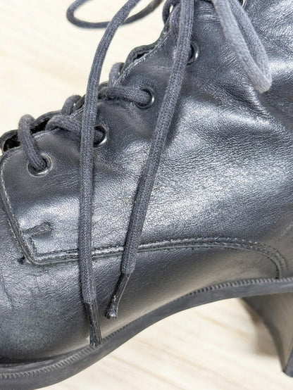 vintage caressa leather lace up heeled boot | made in brazil - good market thrift store