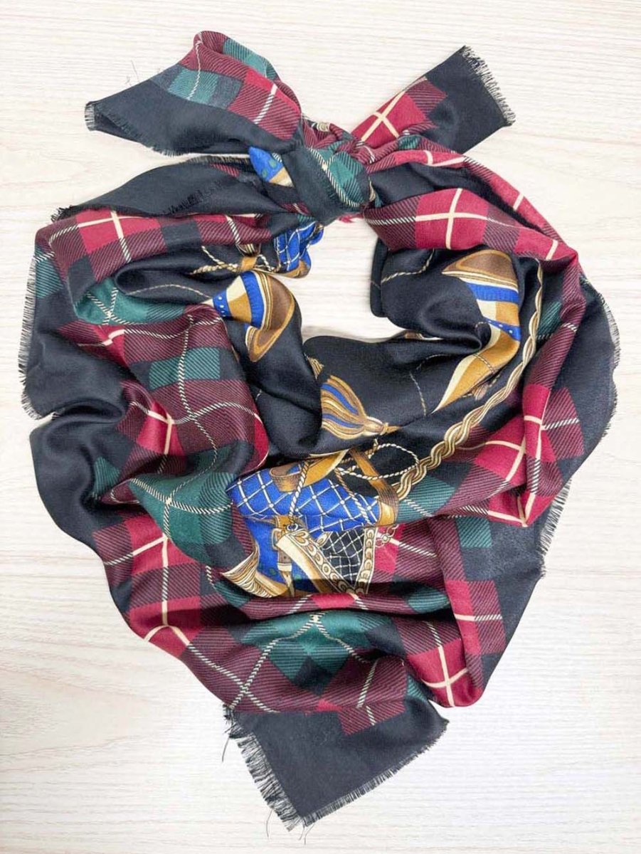 vintage careta woven french horn square scarf | made in Italy - good market thrift store