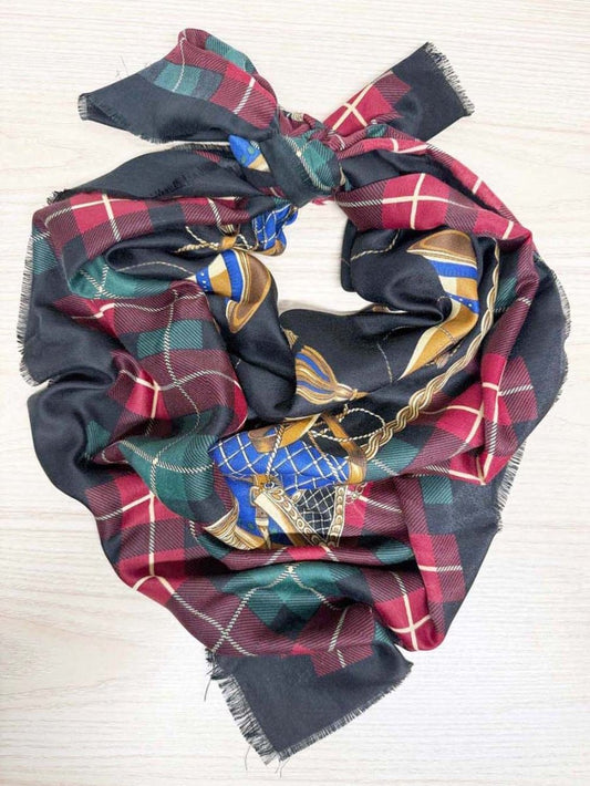 vintage careta woven french horn square scarf | made in Italy - good market thrift store