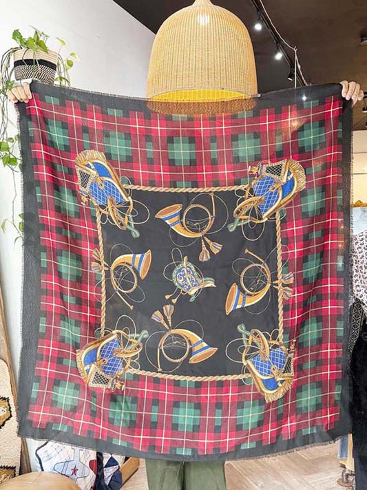vintage careta woven french horn square scarf | made in Italy - good market thrift store
