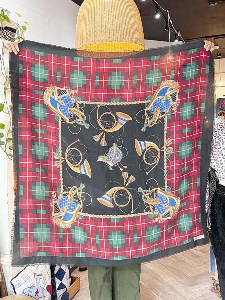 vintage careta woven french horn square scarf | made in Italy - good market thrift store