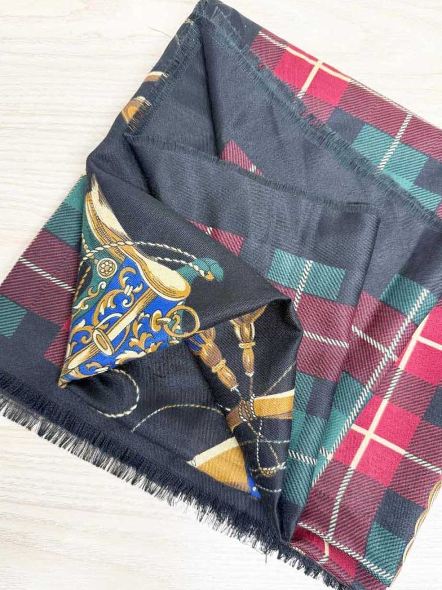 vintage careta woven french horn square scarf | made in Italy - good market thrift store
