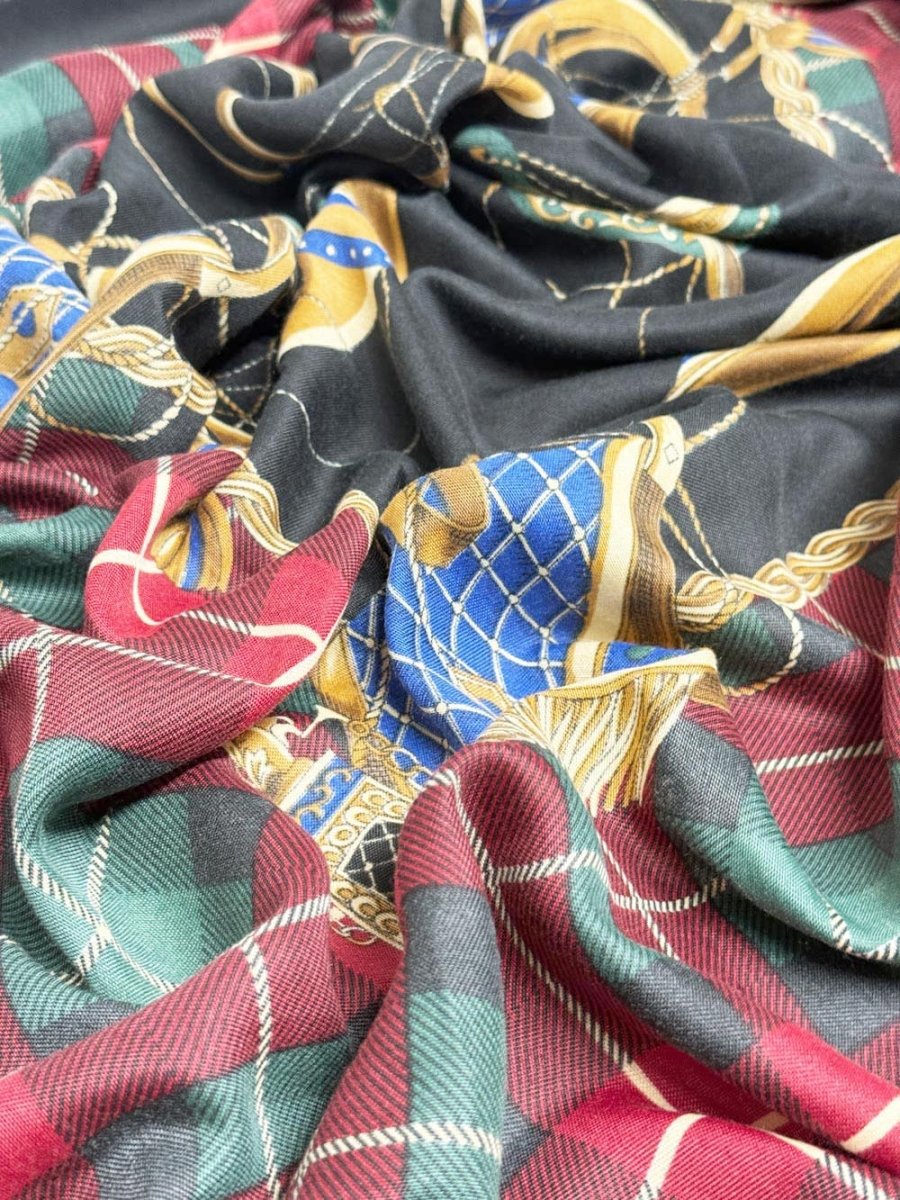 vintage careta woven french horn square scarf | made in Italy - good market thrift store