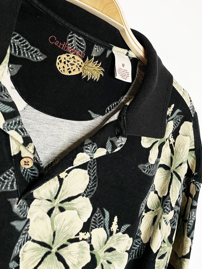 vintage caribbean silk-blend collared resort shirt - good market thrift store