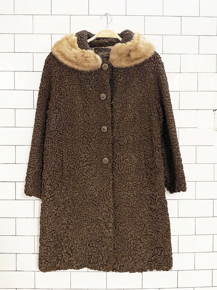 vintage carl kaufman mink - trim persian lamb coat | made in Canada - good market thrift store