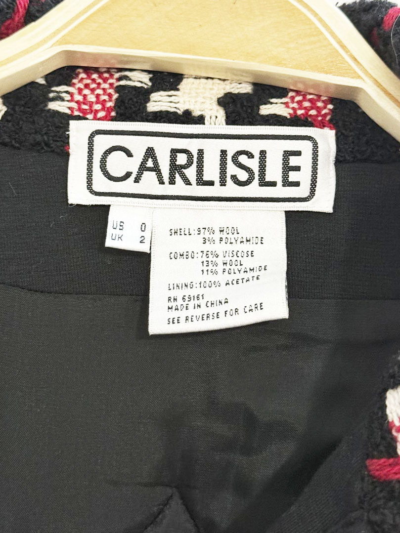 vintage carlisle wool - blend houndstooth box pleat cropped jacket - good market thrift store