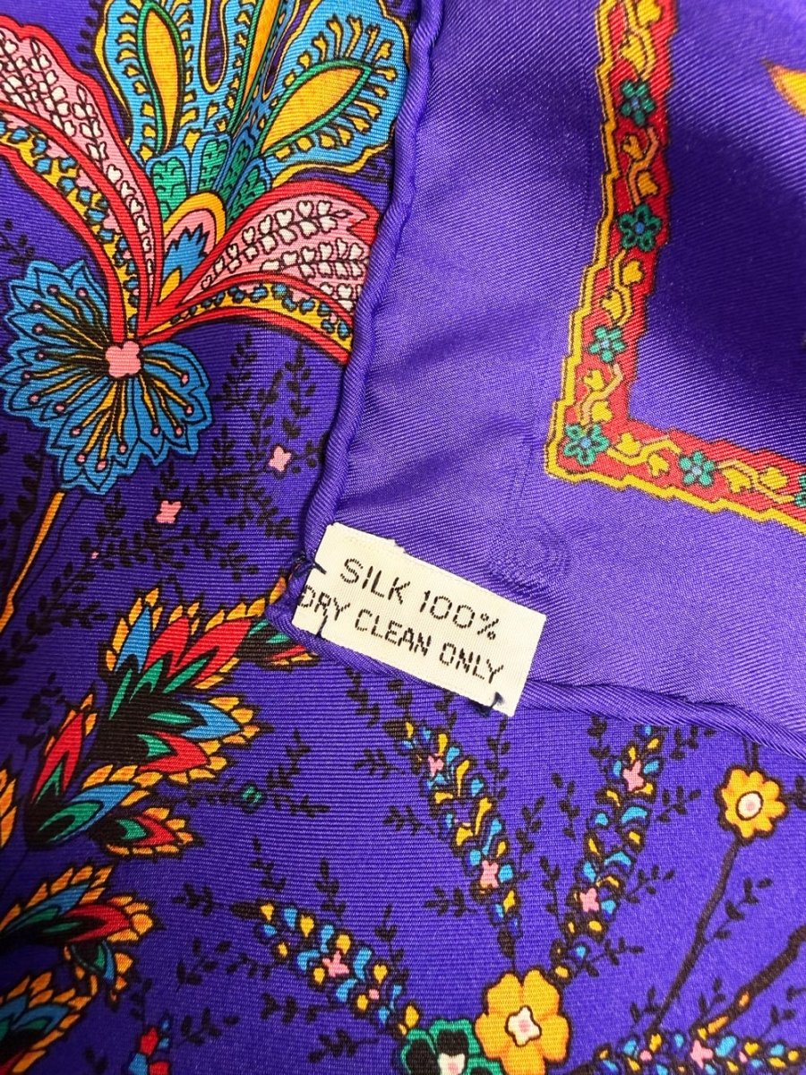 vintage carlyn 100% silk vibrant floral xl scarf | hand-rolled edge - good market thrift store