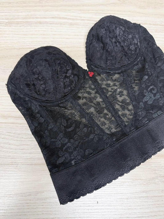 vintage carnival lace bustier corset top | union made in USA - good market thrift store