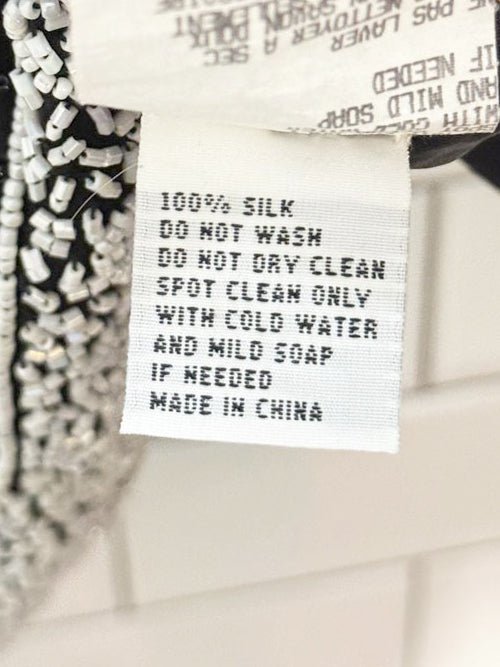 vintage cartise 100% silk beaded sleeveless top - good market thrift store