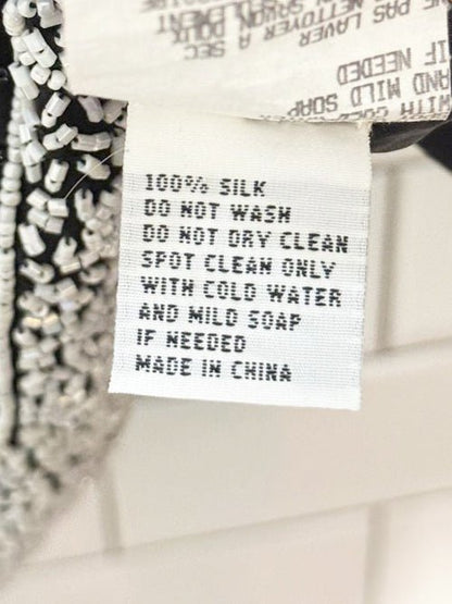 vintage cartise 100% silk beaded sleeveless top - good market thrift store