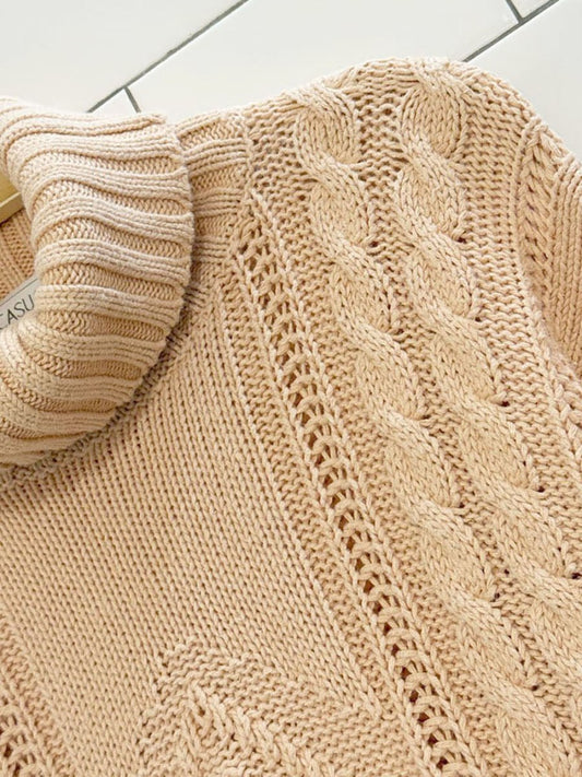 vintage casual corner chunky cable knit turtleneck sweater - good market thrift store