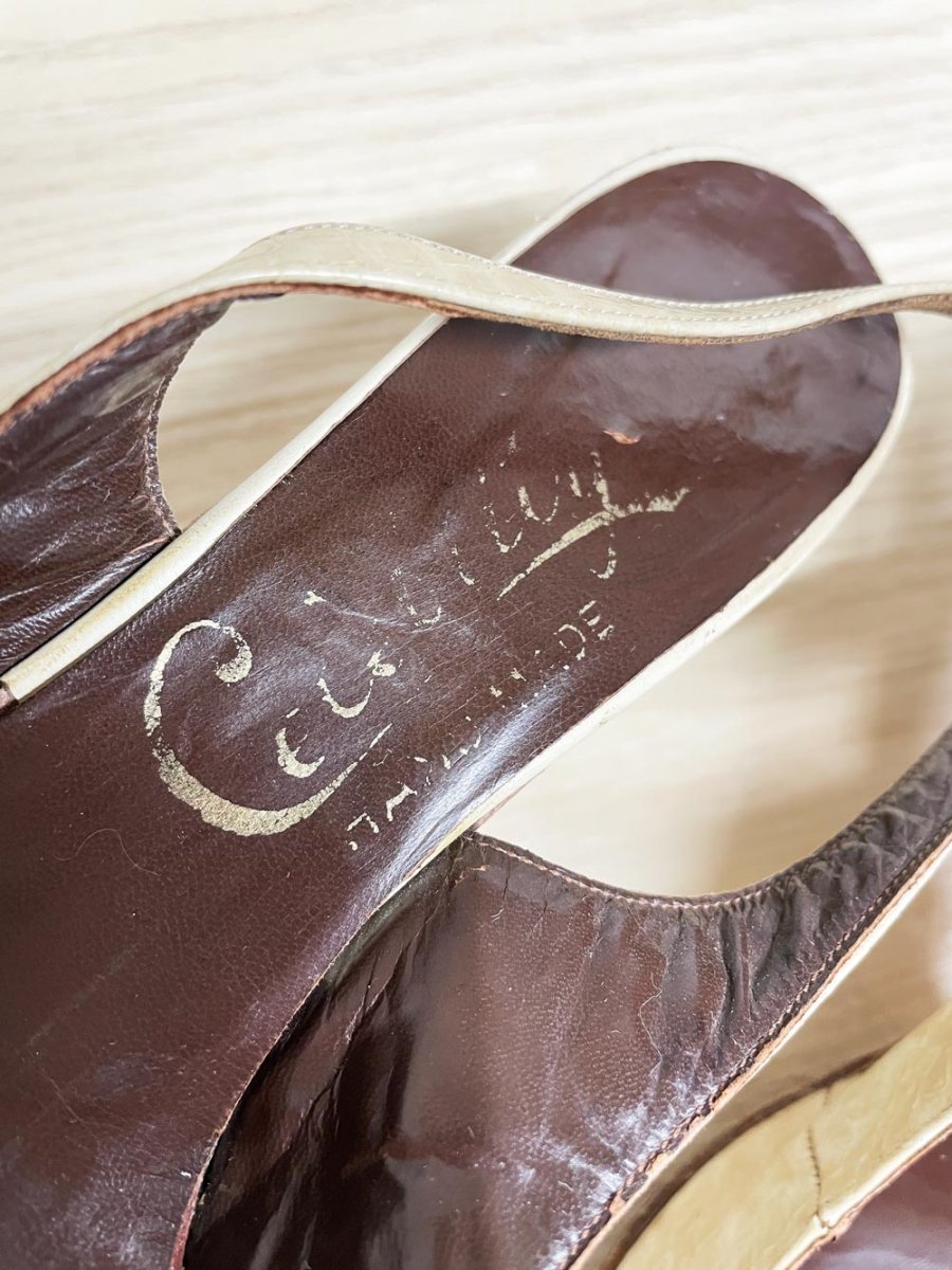 vintage celebrity handmade leather slingback heels - good market thrift store