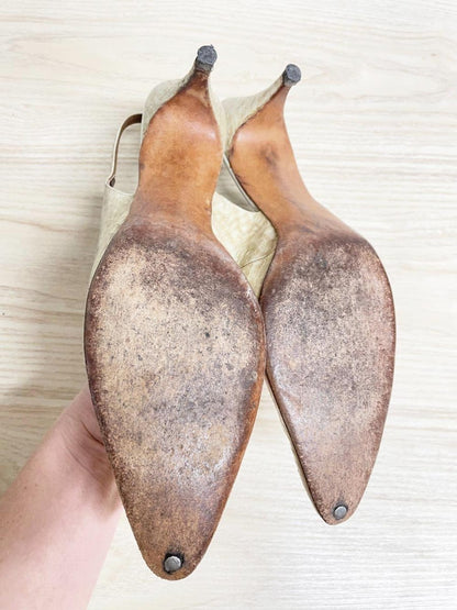 vintage celebrity handmade leather slingback heels - good market thrift store