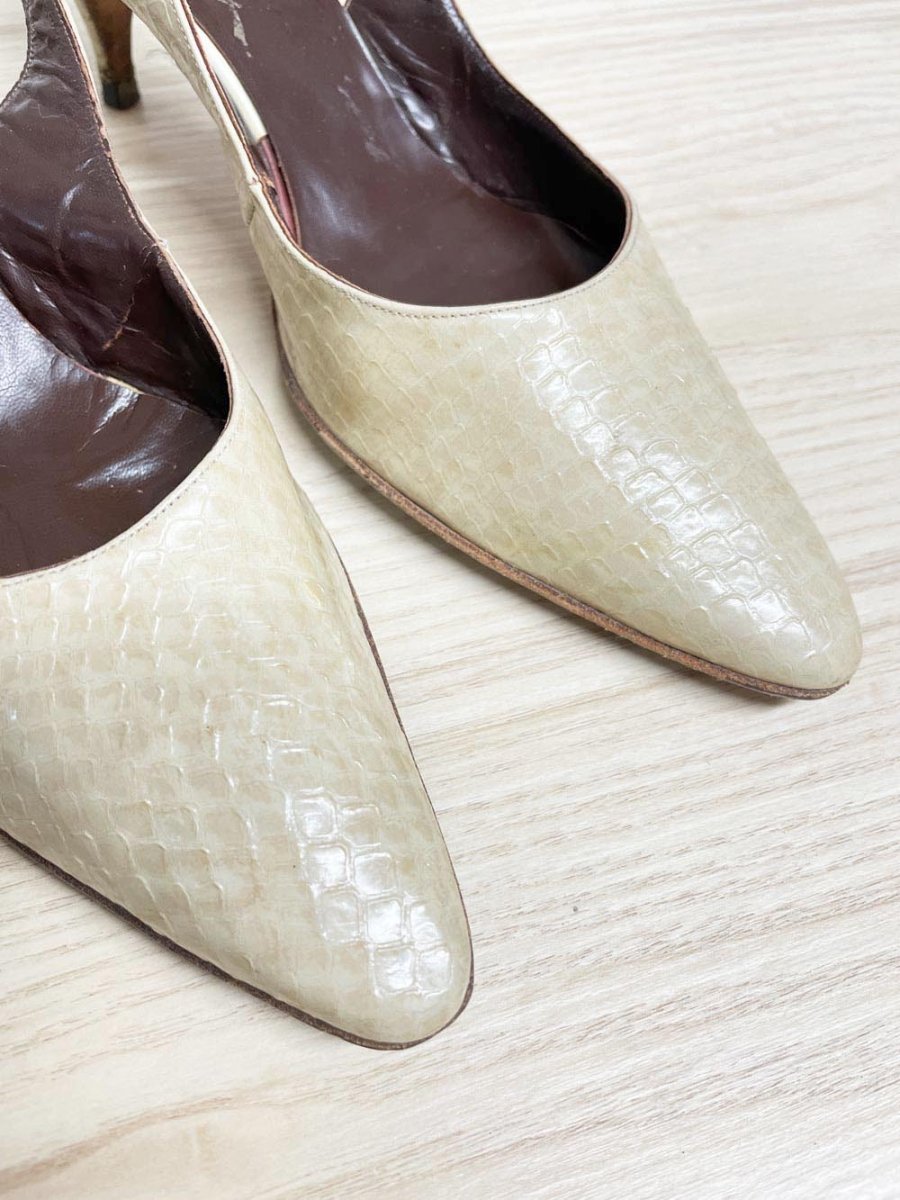 vintage celebrity handmade leather slingback heels - good market thrift store