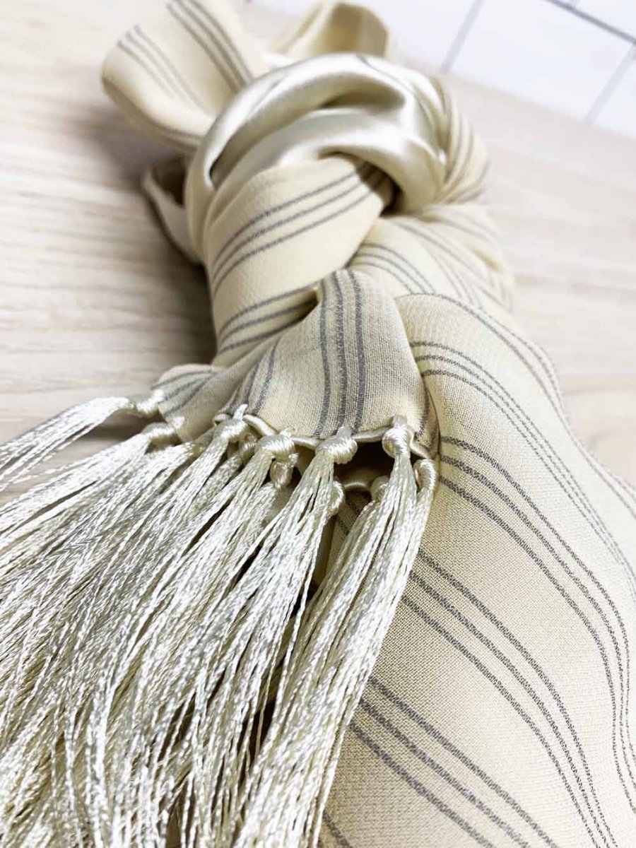 vintage cerruti 1881 silk - blend striped tassel scarf - good market thrift store