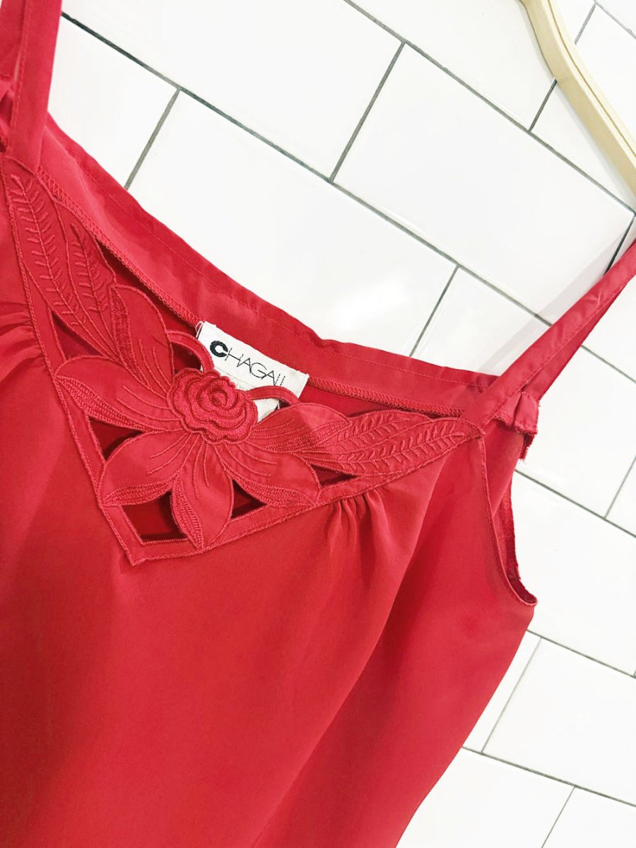vintage chagall floral embroidered cut out cami - good market thrift store