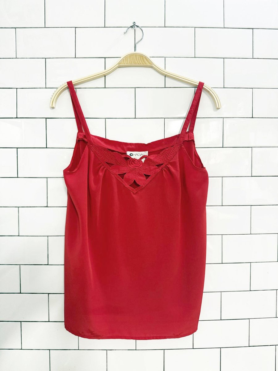 vintage chagall floral embroidered cut out cami - good market thrift store