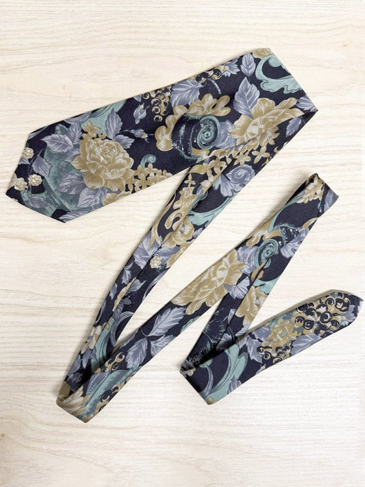 vintage chaps ralph lauren 100% italian silk floral tie - good market thrift store