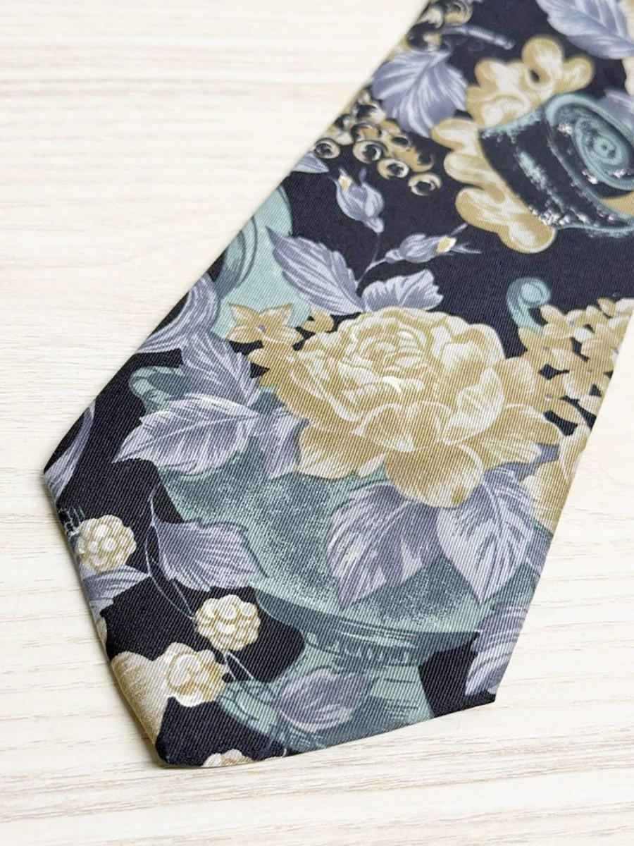 vintage chaps ralph lauren 100% italian silk floral tie - good market thrift store