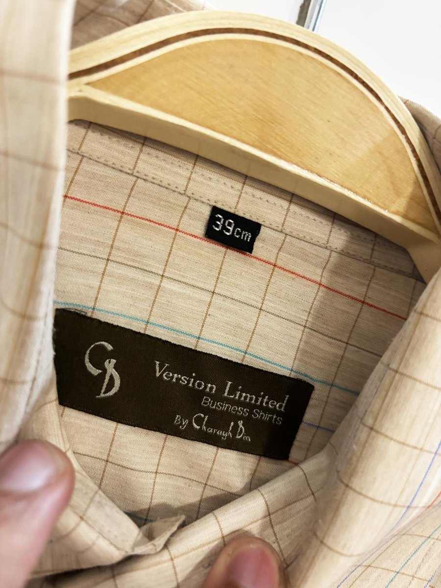 vintage charagh din silk gingham full button shirt - good market thrift store