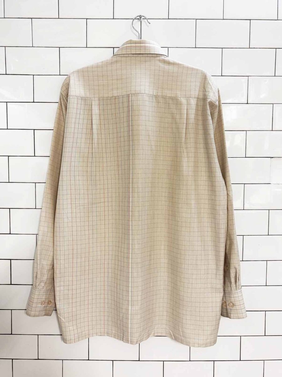 vintage charagh din silk gingham full button shirt - good market thrift store