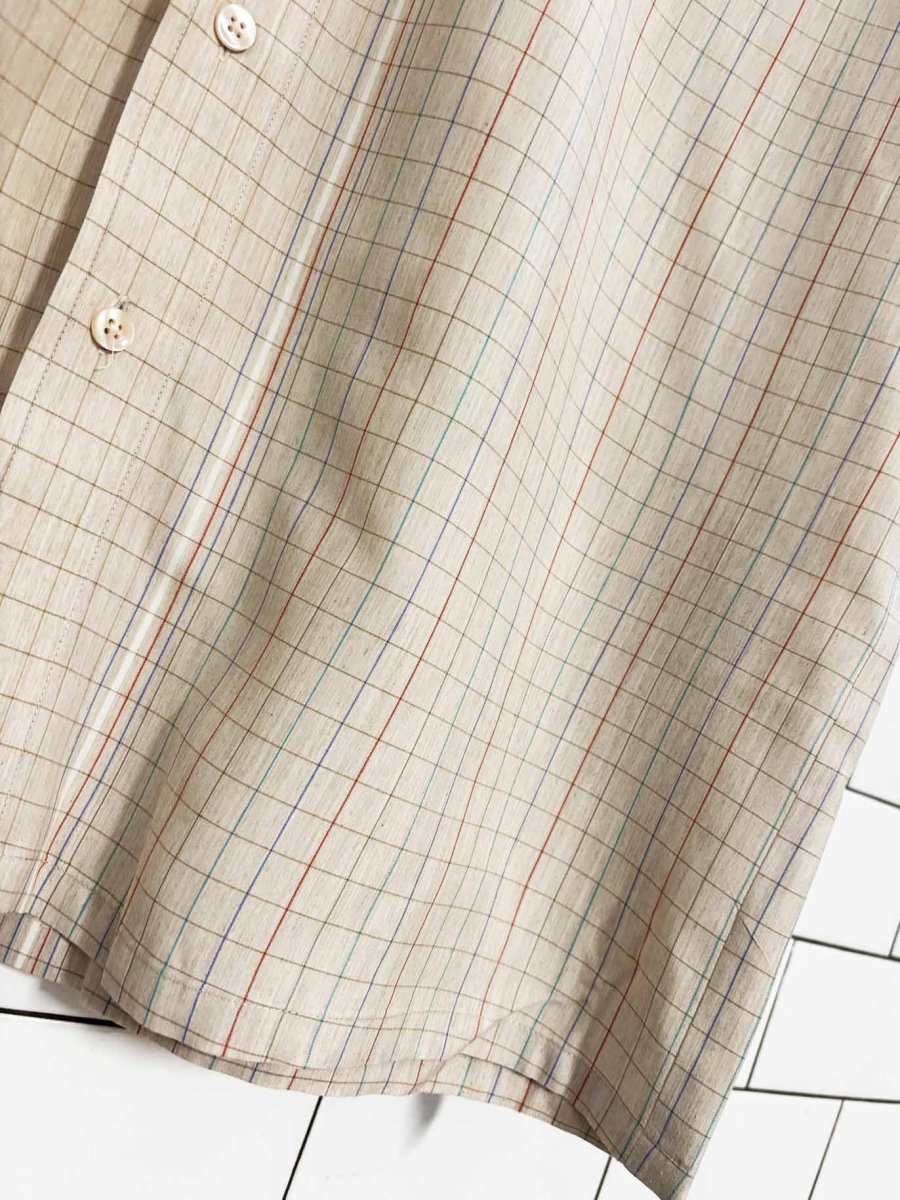 vintage charagh din silk gingham full button shirt - good market thrift store