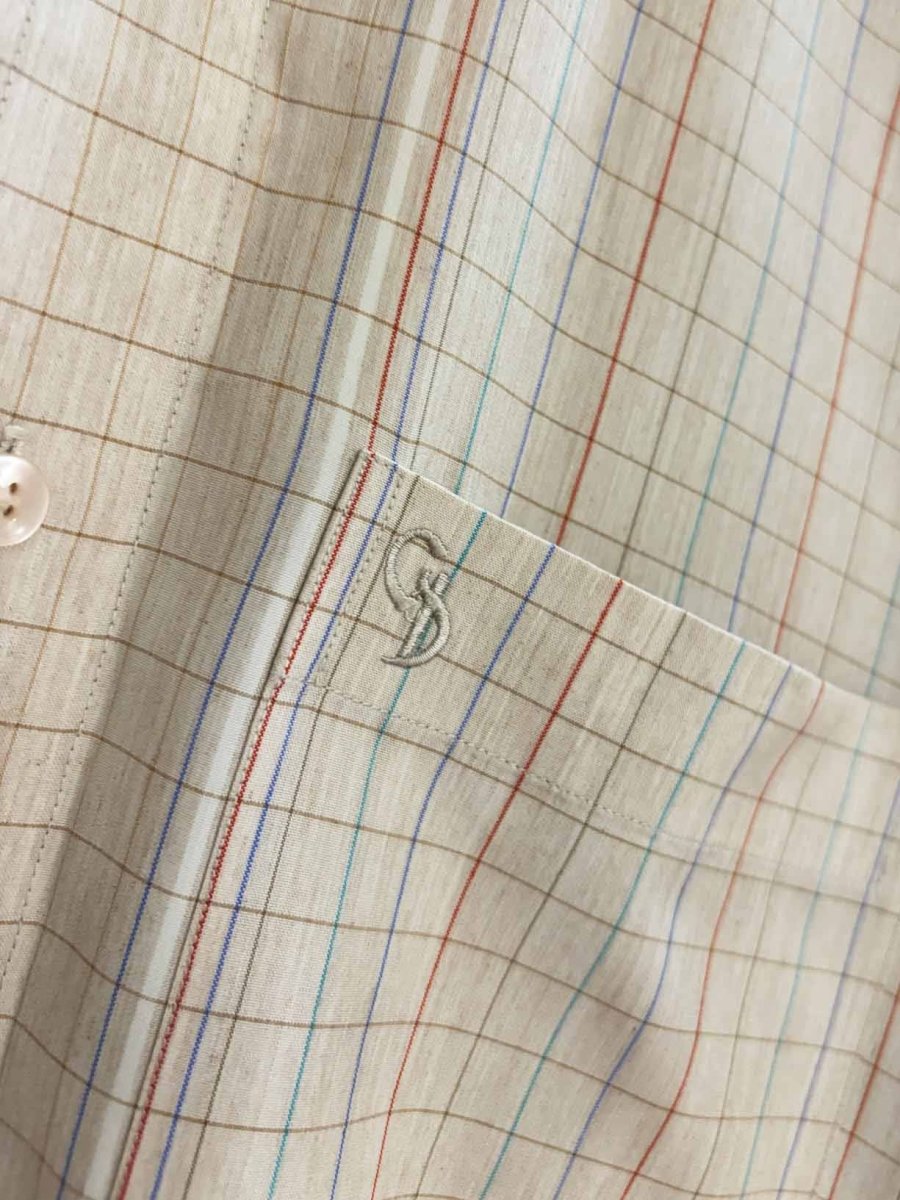 vintage charagh din silk gingham full button shirt - good market thrift store