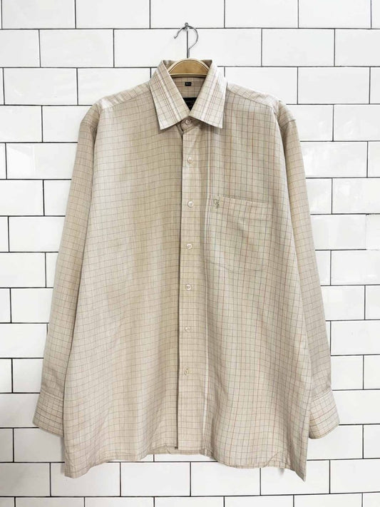 vintage charagh din silk gingham full button shirt - good market thrift store