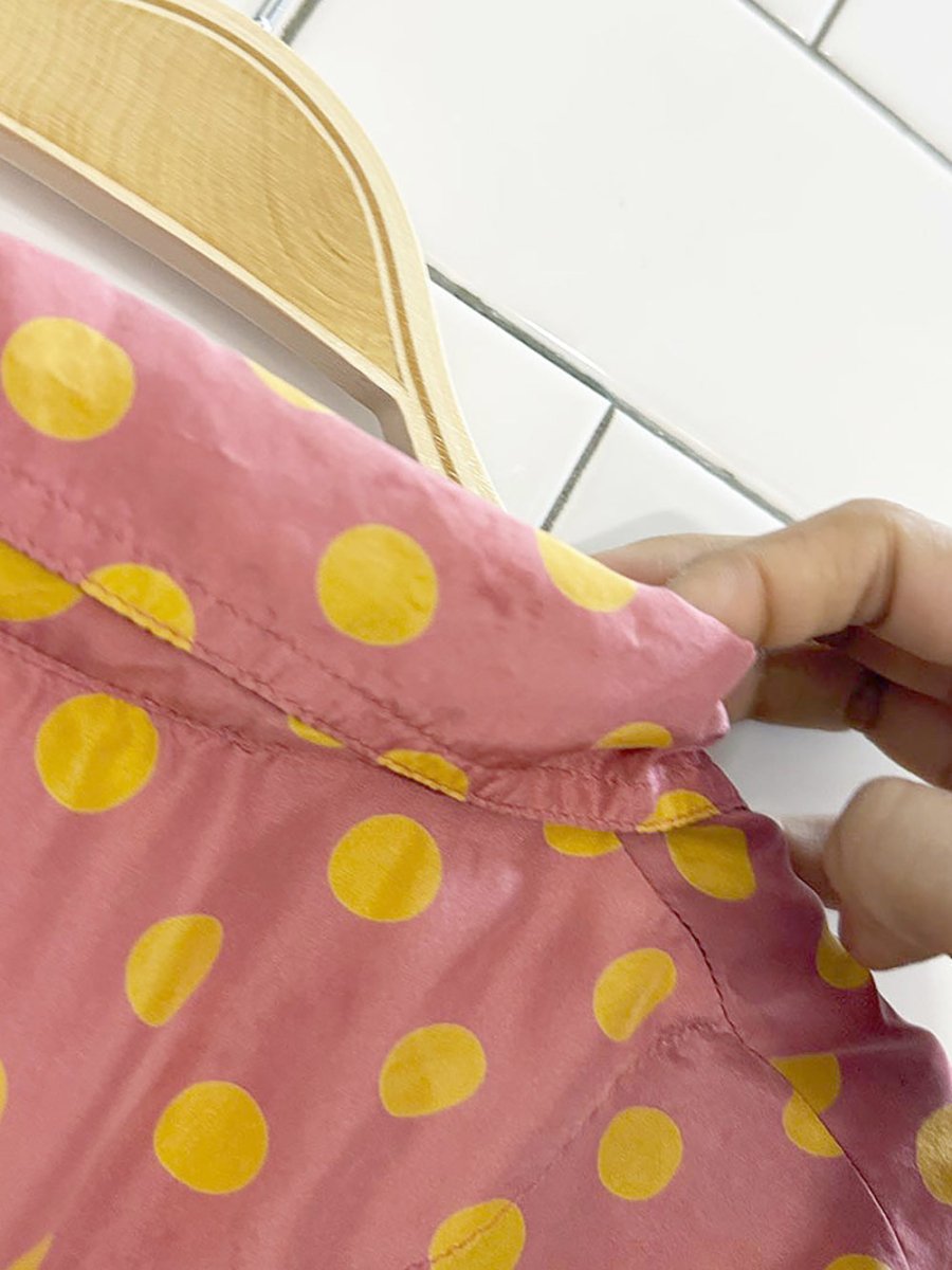 vintage chaus 100% silk polka dot full button blouse - good market thrift store