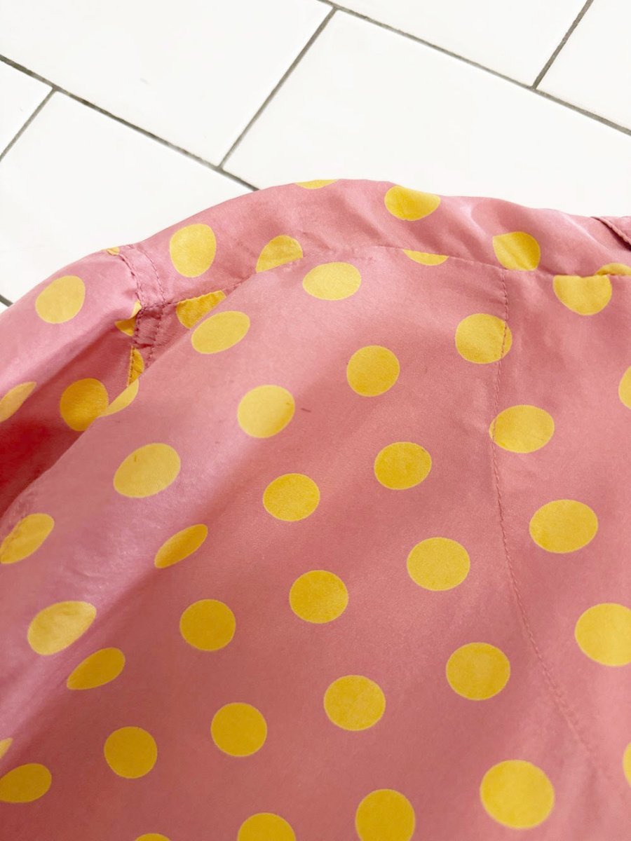 vintage chaus 100% silk polka dot full button blouse - good market thrift store