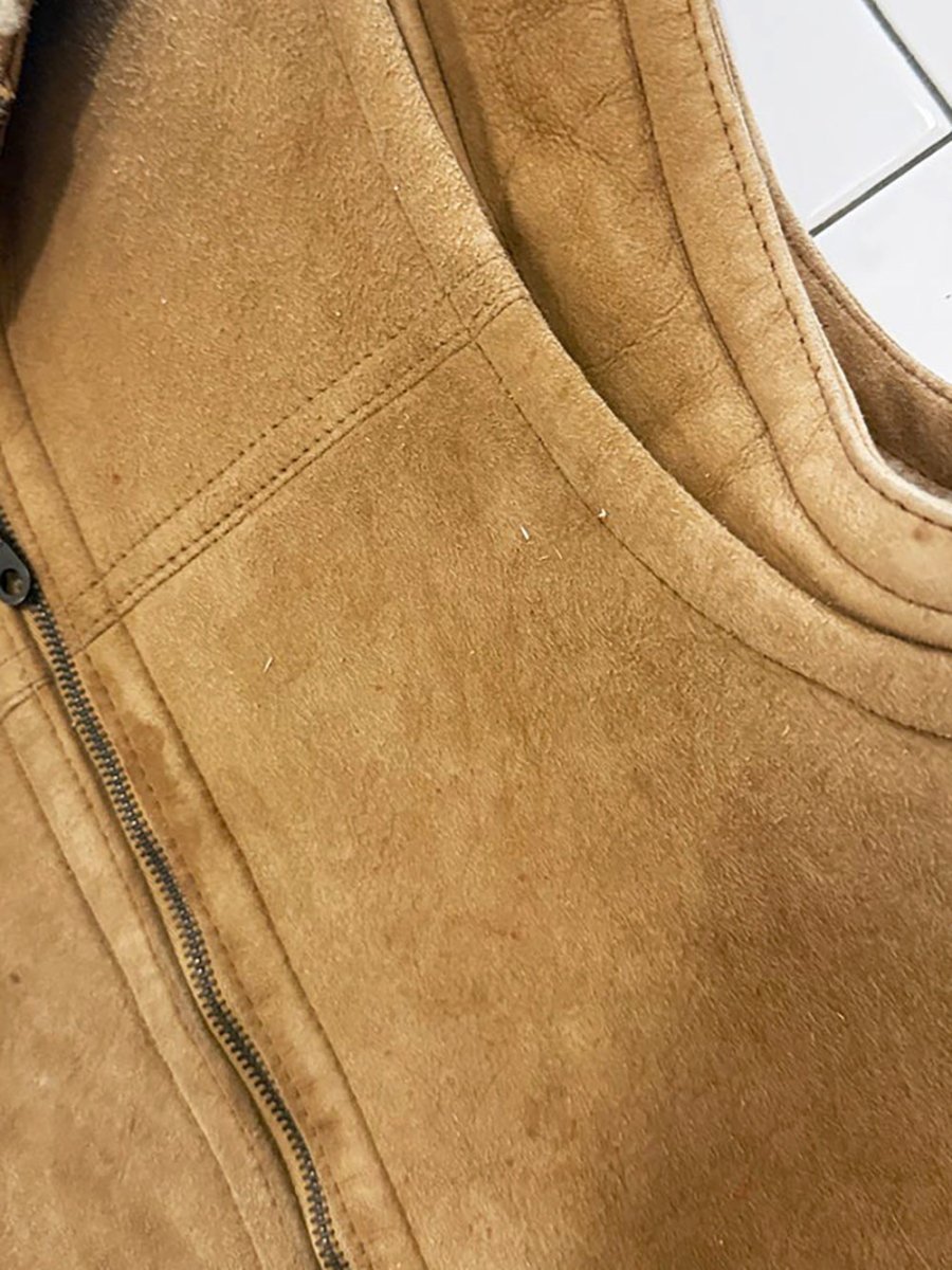 vintage chevignon shearling aviator drawstring vest - good market thrift store