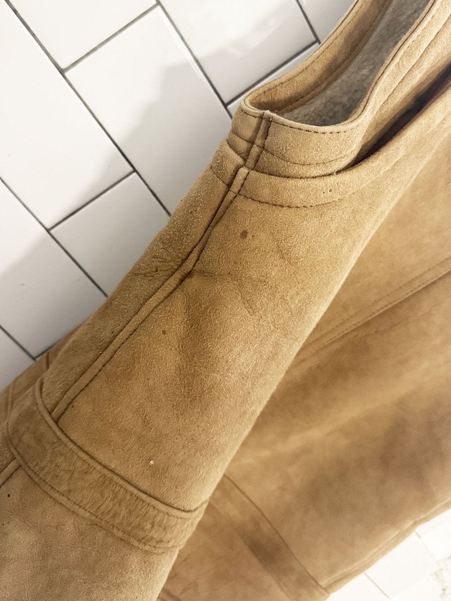 vintage chevignon shearling aviator drawstring vest - good market thrift store